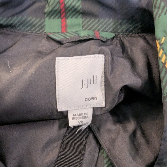 J.Jill Down Vest Jacket in Classic Plaid Design, Size XS - Picture 2 of 8